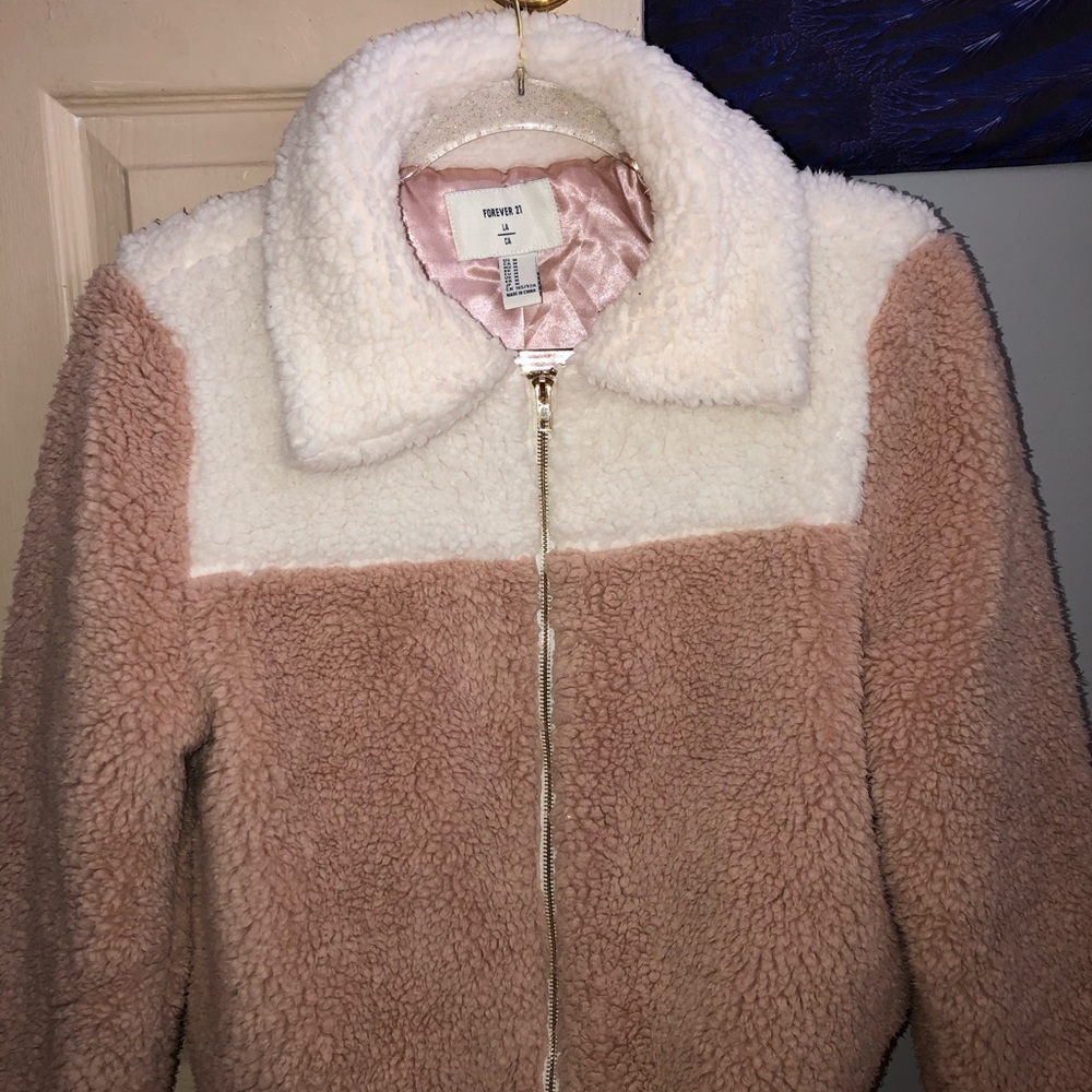 Light pink and white fuzzy jacket